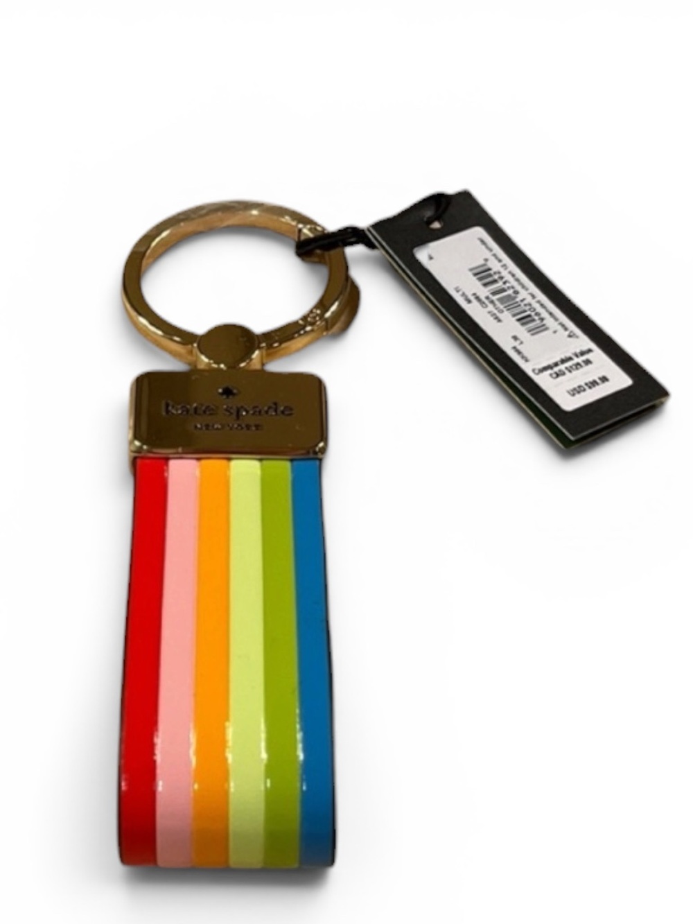 kate spade gold rainbow stripe key fob keychain bag charm SOLD OUT ONLINE